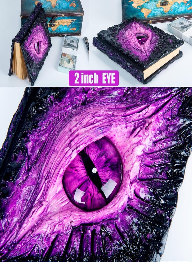 LZlightactor Handmade Big Eye Monster Embossed Journal,Resin Engraving Notebook,Blank Paper,Hardcover Travel Notepad for Writing,Sketchbook,Collection,Gift,Decoration Diary for Man Woman A5 Size (Purple) - Image 4