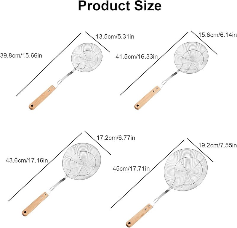 Medium Stainless Steel Skimmer Spoon With Wood Handle For Frying And Straining - Image 4