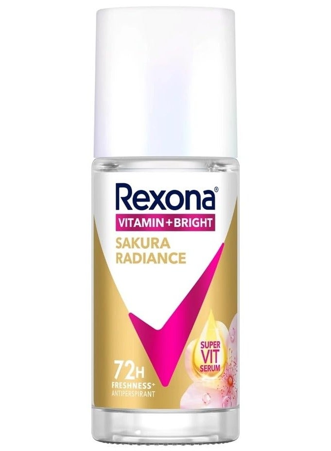 Roll-On Antiperspirant, Vitamin + Bright Sakura Radiance,72-Hour Protection 45 ml