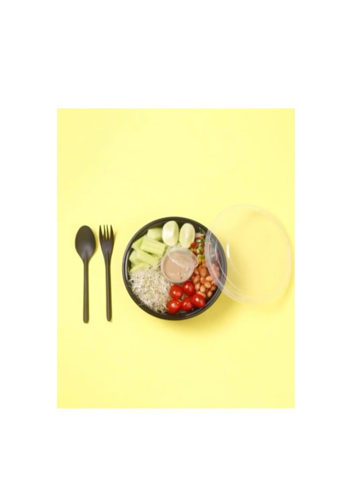 Teb Plastic TebPlastic Round Meal Prep Containers with Lids, 12-Piece Set, 1500cc, BPA-Free, Microwave & Freezer Safe, Black Round Food Storage Containers with Clear Lids, Reusable, Leak-Proof, Dishwasher Safe, Durable - Image 2