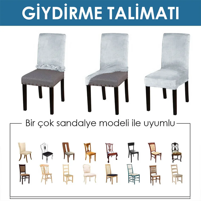 فايند Lycra Chair Cover Flexible Stretch Elastic Chair Cover Balpetek Chair Protector (4pcs) gray