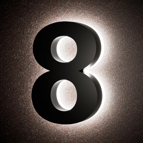 LLtronation 6 Inch Backlit House Numbers for Outside, Stainless Steel, LED Illuminated Home Address Number, Modern Lighted Address Signs for Houses, Restaurant, Waterproof - Image 1