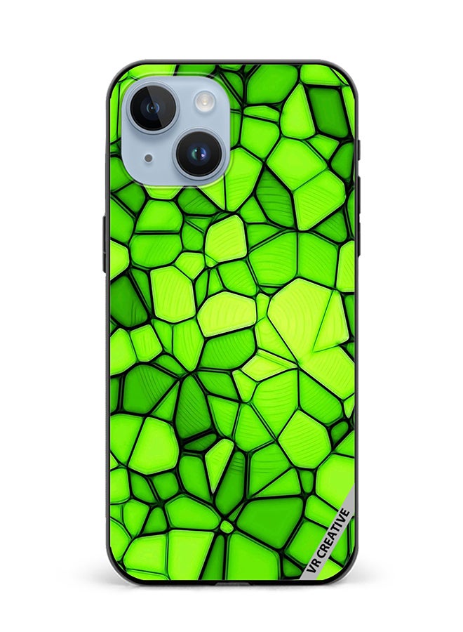 VR CREATIVE Protective Case Cover For Apple iPhone 15 Green Abstract Design Multicolour - Image 1