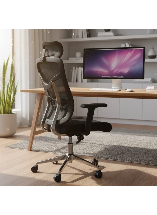 Furalux Ergonomic Mesh Office Chair with 4D Adjustable Armrests, Reclining Backrest, Adjustable Headrest & Foam Seat Cushion – Heavy Duty 130 kg Capacity Executive Chair - Image 4