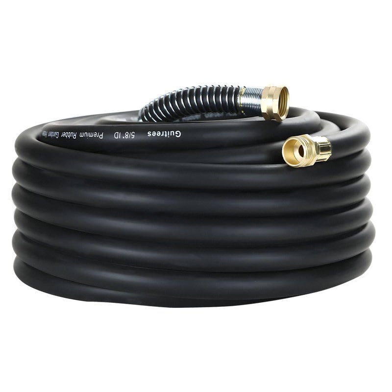 Guitrees 50FT 5/8 Heavy Duty Rubber Garden Hose - 300psi Working, 1000psi Burst - Hot/Cold Water - Five-Layered Braiding for Durability - Versatile for Gardening, Agriculture, Construction(Black) - Image 1
