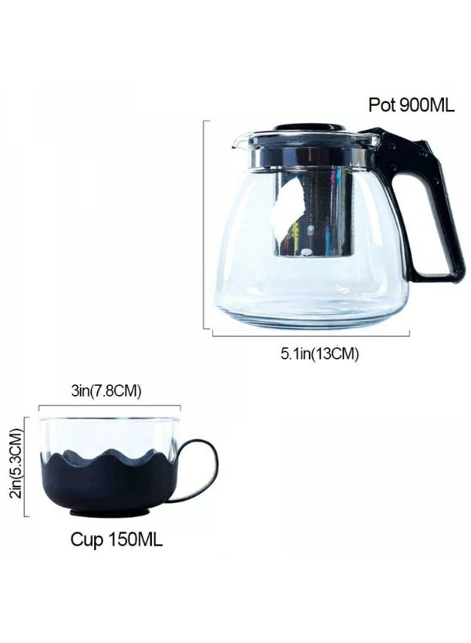 Pyrex jug with stainless steel strainer and 4 cups with handle - Image 3