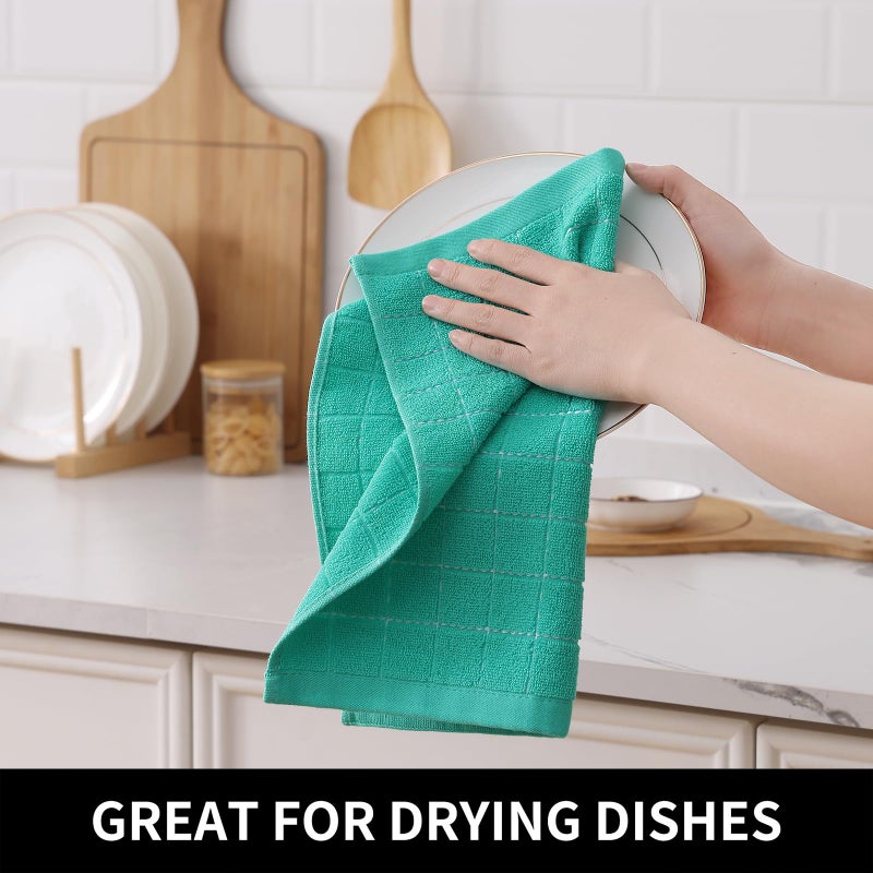 Homaxy Homaxy 100% Cotton Terry Kitchen Dish Cloths  Ultra Soft and Absorbent Dish Towels for Kitchen  Suitable for Drying and Washing Dishes  8 Pack  12 x 12 Inches  Turquoise  - Image 4