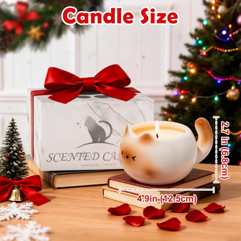ATOMAKER Scented Candle, Candles Gifts for Women 17oz Rose Scented Jar Candle, Cat Shaped Aromatherapy for Home Decor, Room Freshener, Home Fragrance, Holiday Gifts for Women, Friends, Valentine - Image 3