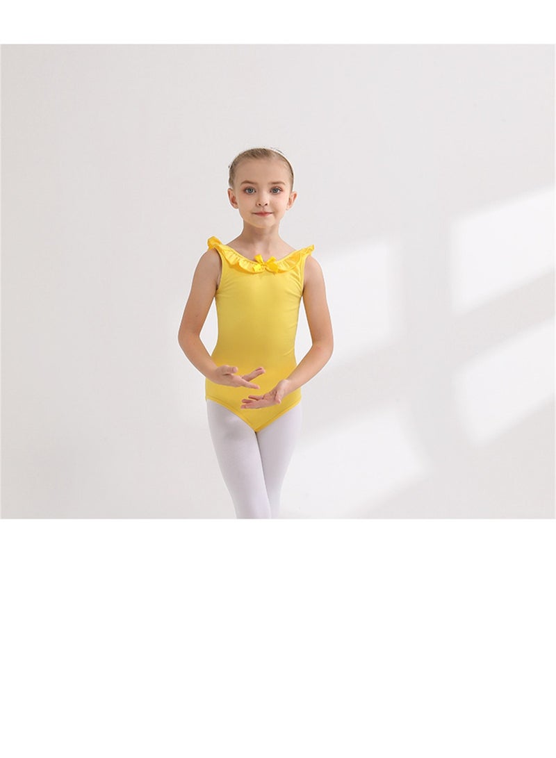 Loquat Children's Dance Dress Training Dress Pure Cotton Ballet Dancing Dress For Children Yellow  - Image 1