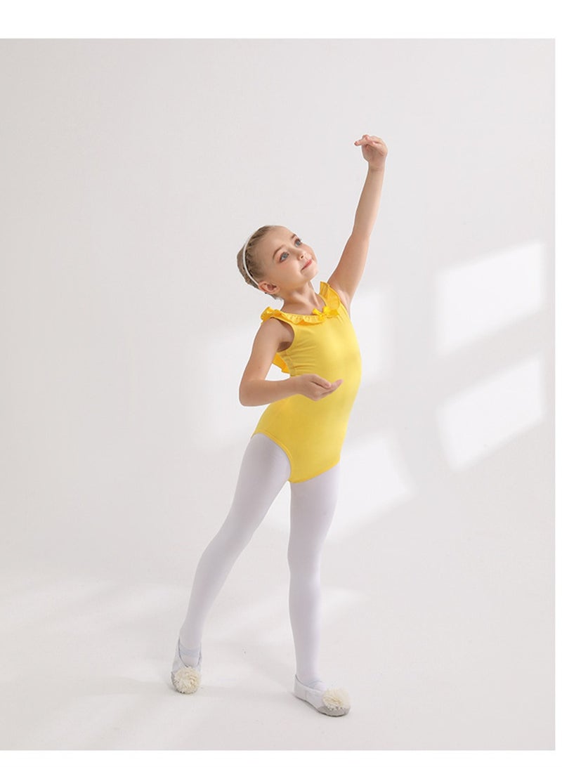 Loquat Children's Dance Dress Training Dress Pure Cotton Ballet Dancing Dress For Children Yellow  - Image 2