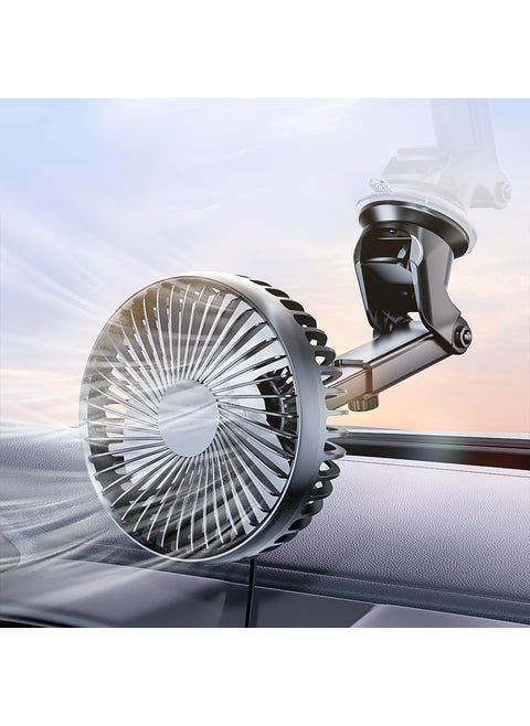 Portable USB Fan 12V/24V Silent Car Office Suction cup base (12V/24V universal USB interface brushless motor three-speed adjustable)