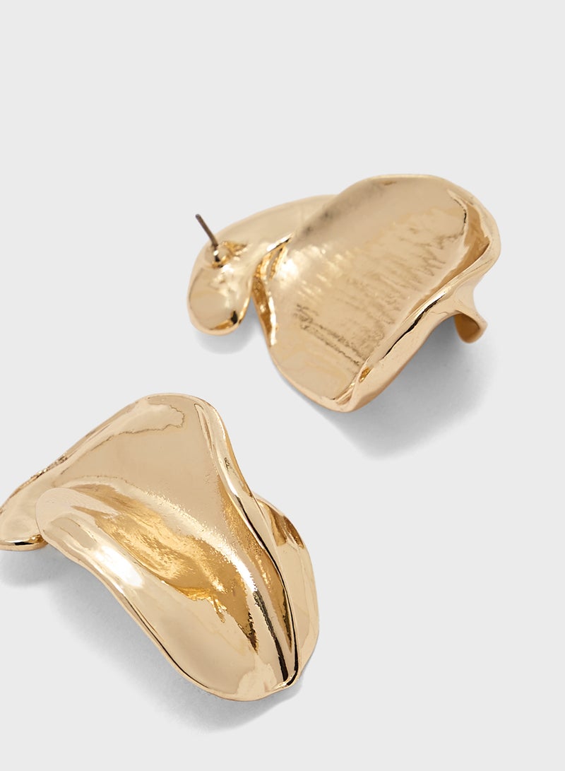 ايلا أقراط مرصعة بتصميم معدني منصهر تجريدي - Image 2