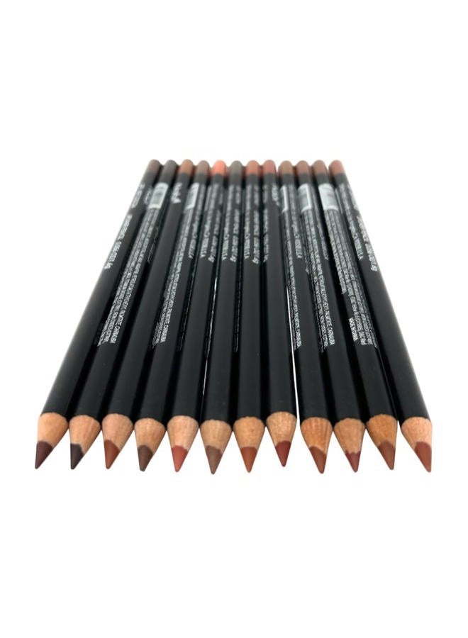 Nabi Lip Liner Set with 12 Wood Colors, Highly Pigmented Lip Make-up, Long Lasting, Intense and Rich Colors, 7 Inch Pencil (Brown, 19 cm) - Image 1