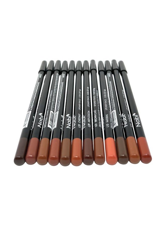 Nabi Lip Liner Set with 12 Wood Colors, Highly Pigmented Lip Make-up, Long Lasting, Intense and Rich Colors, 7 Inch Pencil (Brown, 19 cm) - Image 3