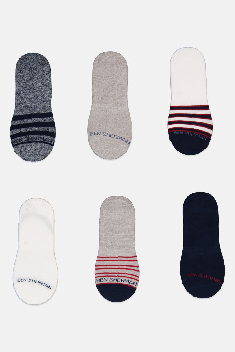 Ben Sherman Men 6 Pairs Brand Logo No Show Liner Socks, Multicolor  - Image 2