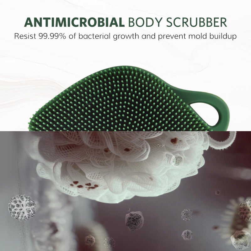 Sndyi Silicone Body Scrubber, Leaf-Shaped Shower Brush for Gentle Cleanse & Exfoliation, Soft Silicone Loofah Body Brush for Sensitive Skin, Romantic Gift for Her/Him, Evergreen - Image 4