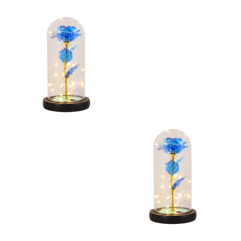 2 pcs Valentine's Day Simulation Flower Glass Cover with Light Ornament - Image 1