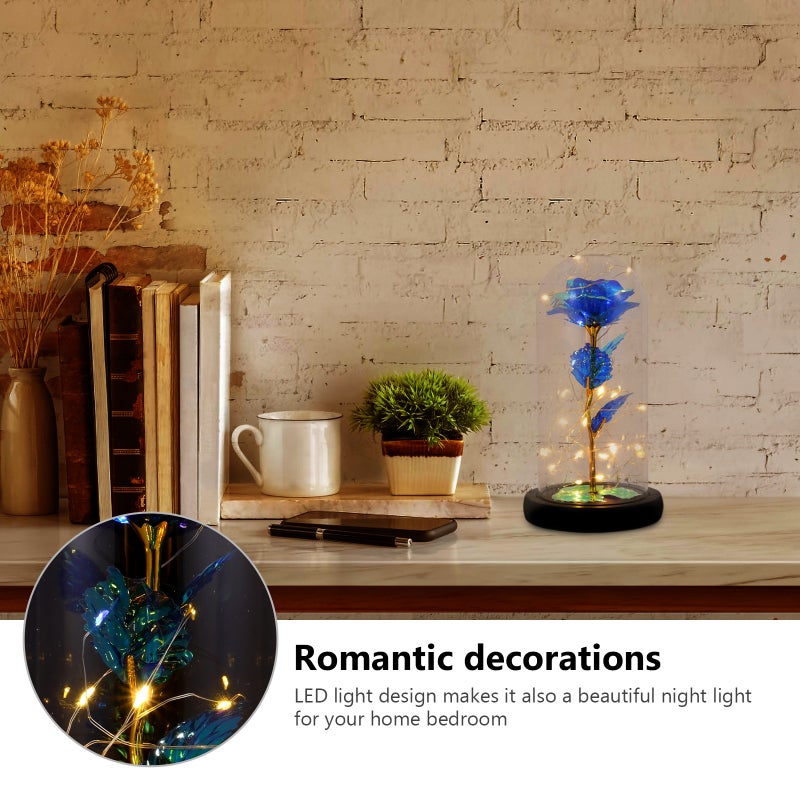 2 pcs Valentine's Day Simulation Flower Glass Cover with Light Ornament - Image 5