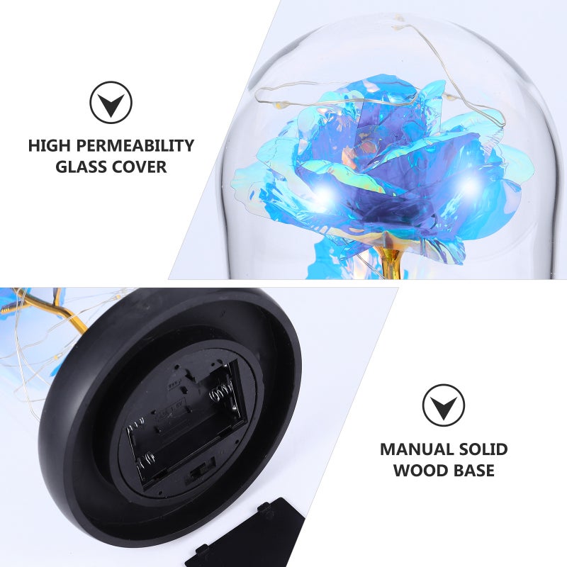 2 pcs Valentine's Day Simulation Flower Glass Cover with Light Ornament - Image 3