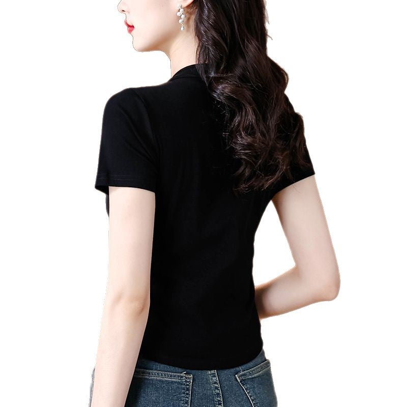 2025 Summer New Retro Style Short-Sleeve T-Shirt for Women, New Chinese Style National Style Buttoned Qipao Blouse for Petite Women - Image 5