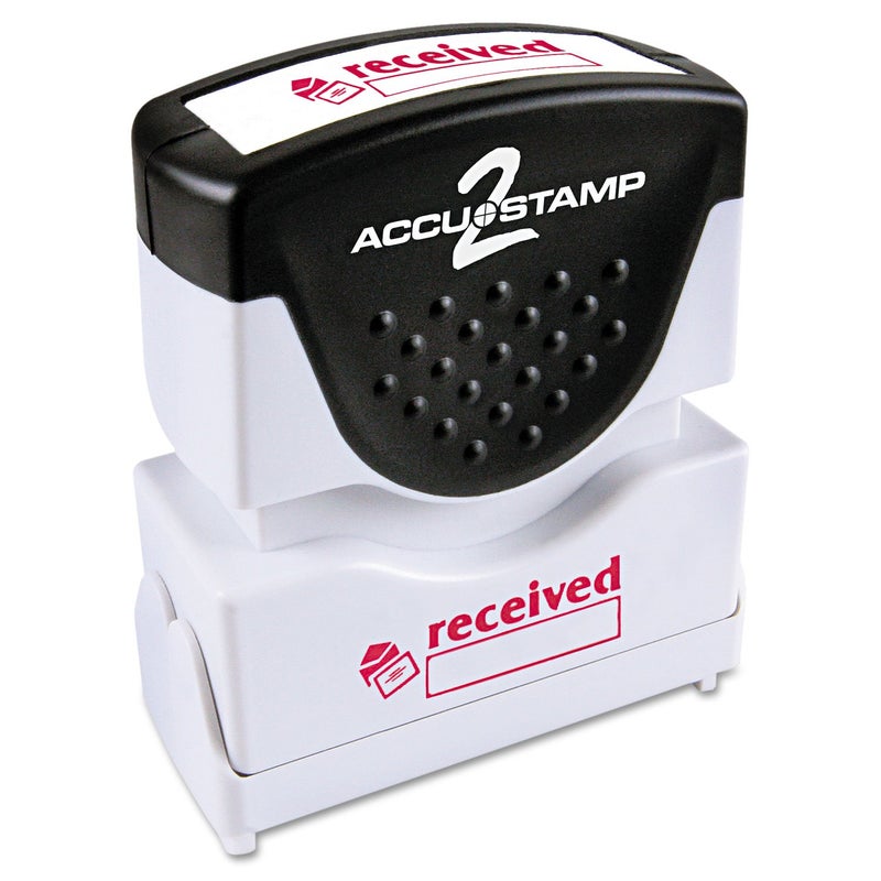 AccuStamp ACCU-STAMP2 Message Stamp with Shutter, 1-Color, RECEIVED, 1-5/8" x 1/2" Impression, Pre-Ink, Red Ink (035570) - Image 1