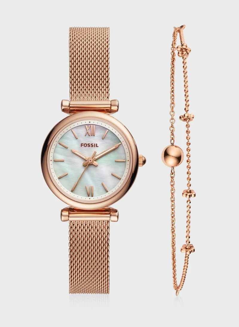 FOSSIL ES4443SET Carlie Analog Watch+Bracelet Set