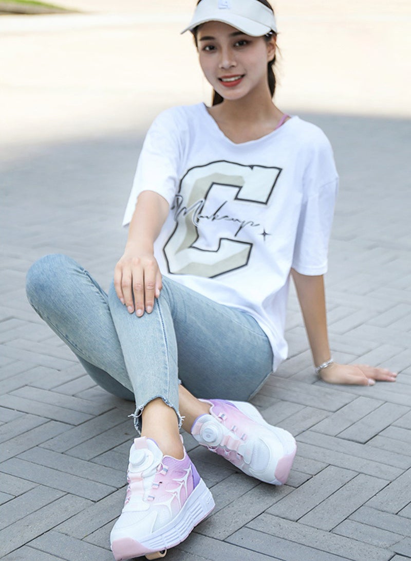 ETG LED Flash Light Sneaker Skate Shoes with Wheels USB Charging Roller Skates Shoes - Image 2