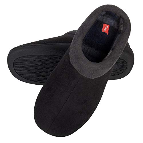 Hanes Men's Memory Foam Indoor/Outdoor Microsuede Clog Slipper Shoe, Black, Small - Image 4