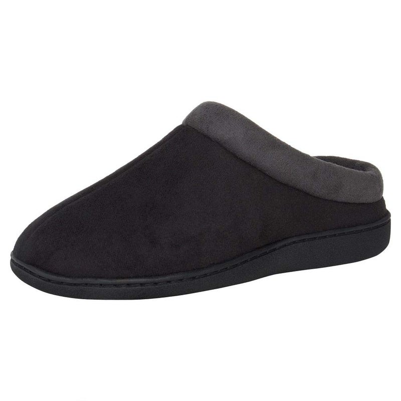 Hanes Men's Memory Foam Indoor/Outdoor Microsuede Clog Slipper Shoe, Black, Small - Image 2