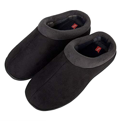 Hanes Men's Memory Foam Indoor/Outdoor Microsuede Clog Slipper Shoe, Black, Small - Image 5