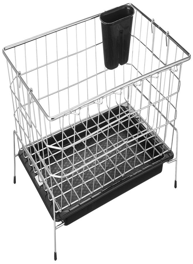 ZINBELL Stainless Steel Dish Drainer Rack with Cutlery Holder and Drain Tray, Kitchen Utensil Drying Stand with Drip Tray, Bartan/Dish Drying Rack, Chrome Finish, Durable and Rust-Free (Silver) - Image 1