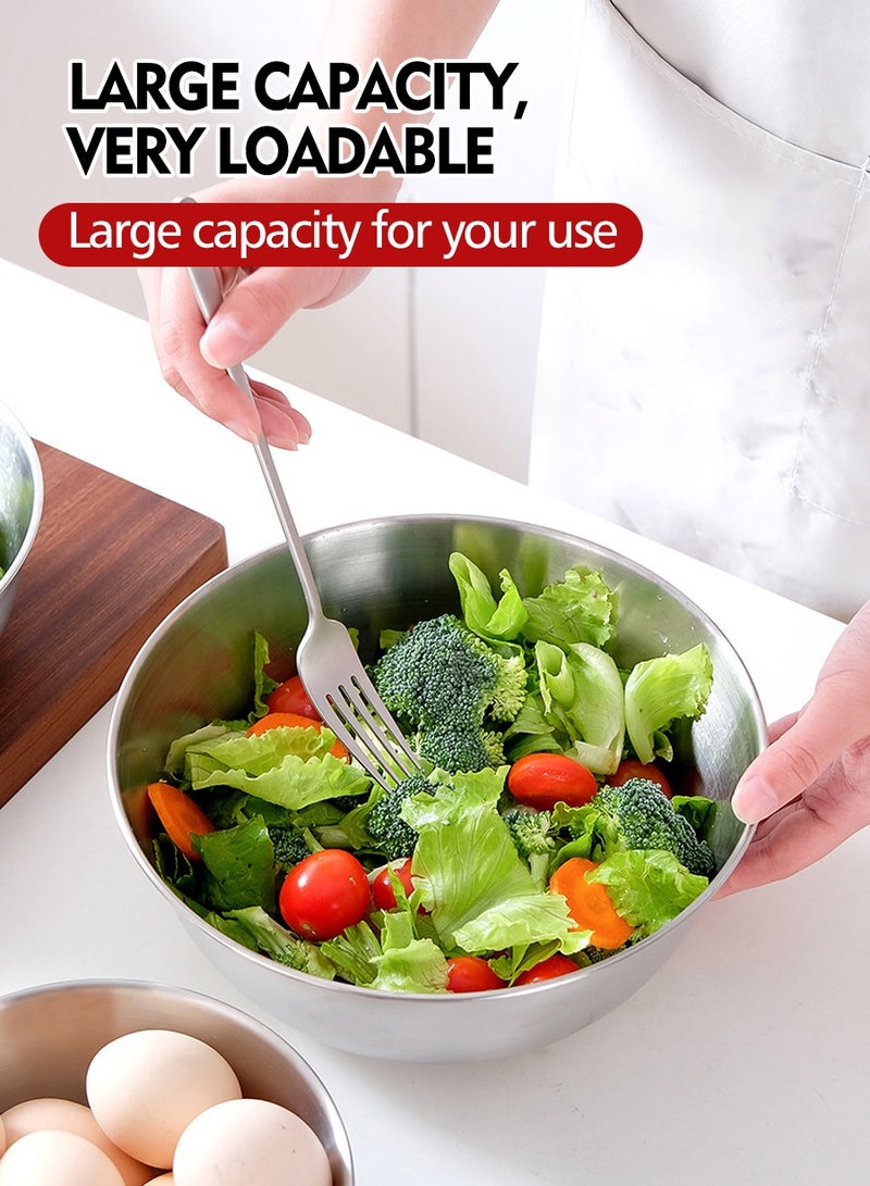 بيروي طقم وعاء خلط 4 قطع من الفولاذ المقاوم للصدأ، طقم وعاء السلطة، تصميم سهل الإمساك به وثابت. يتميز طقم وعاء الخلط بوظائف متعددة وسهل التنظيف، مما يجعله مناسبًا جدًا للطهي والخبز - Image 5