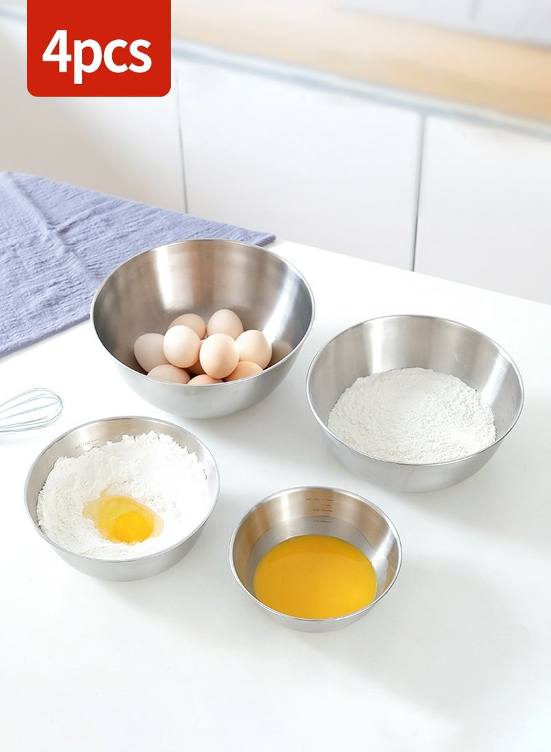 بيروي طقم وعاء خلط 4 قطع من الفولاذ المقاوم للصدأ، طقم وعاء السلطة، تصميم سهل الإمساك به وثابت. يتميز طقم وعاء الخلط بوظائف متعددة وسهل التنظيف، مما يجعله مناسبًا جدًا للطهي والخبز - Image 1