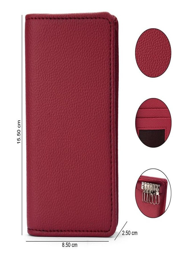 THE CASE (Sarvika PU Leather Packi of 1 Key Storge Wallet Keychain Key pouch holder Men & Women Key Holder, Bank Locker Key Pouch with 6 Hooks Zipper Closure - Image 2