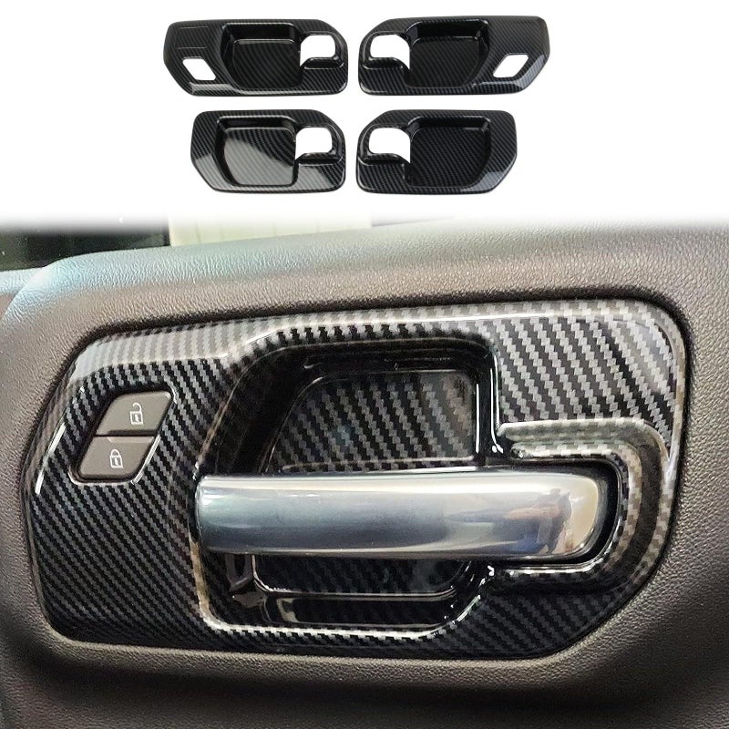 Fewshaw Carbon Fiber Inner Door Handle Bowl Cover Trim for 20192025 Chevy Silverado 1500GMC Sierra 1500 for 20202025 SierraSilverado 2500 3500 HD 4Door
