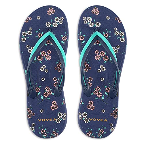 VOVEA Flip Flops For Women Non-Slip Bathroom Shower Shoes Cushion foam Indoor and Outdoor Sandals,Blue US 8 - Image 1