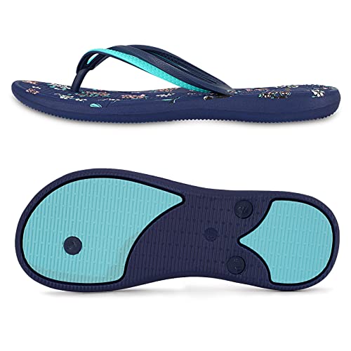 VOVEA Flip Flops For Women Non-Slip Bathroom Shower Shoes Cushion foam Indoor and Outdoor Sandals,Blue US 8 - Image 4