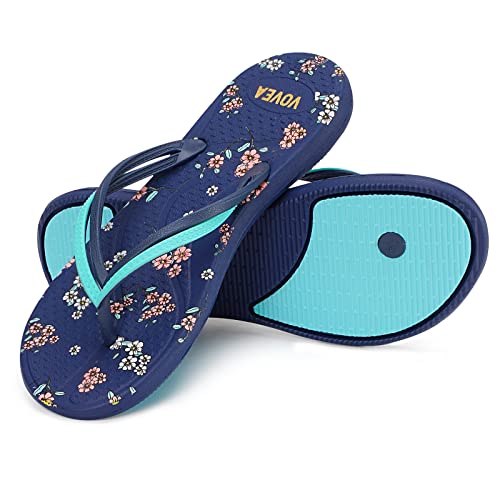 VOVEA Flip Flops For Women Non-Slip Bathroom Shower Shoes Cushion foam Indoor and Outdoor Sandals,Blue US 8 - Image 3