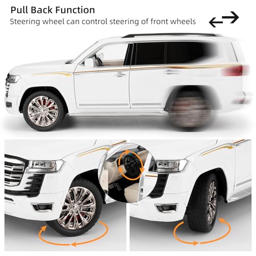 LOVEPOSELY Compatible for 118 Scale Collectible Landcruiser LC300 Diecast Model Car Zinc Alloy Pull Back Toy Car Vehicle with Lights and Sounds for Decoration Adult Boys GirlsWhite - Image 5