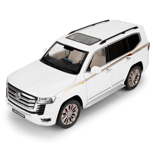 LOVEPOSELY Compatible for 118 Scale Collectible Landcruiser LC300 Diecast Model Car Zinc Alloy Pull Back Toy Car Vehicle with Lights and Sounds for Decoration Adult Boys GirlsWhite - Image 1