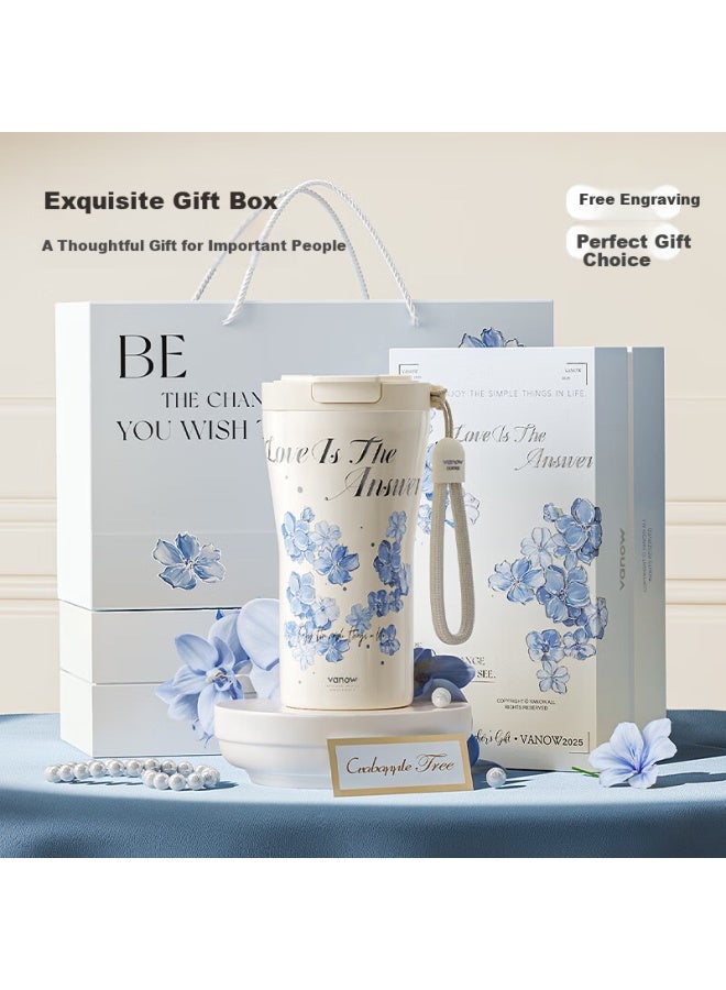 Vanow Handle Insulated Tumbler High-value Ladies Ceramic Liner Straw Large Capacity Portable Office Water Bottle