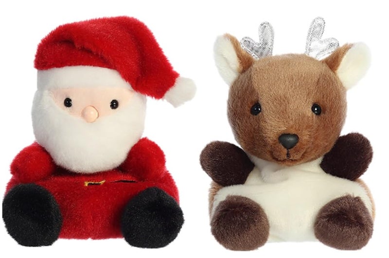 Aurora Bundle of 2 Palm Pals Christmas Holiday 5 inch Plush Santa and Dash Reindeer - Image 3