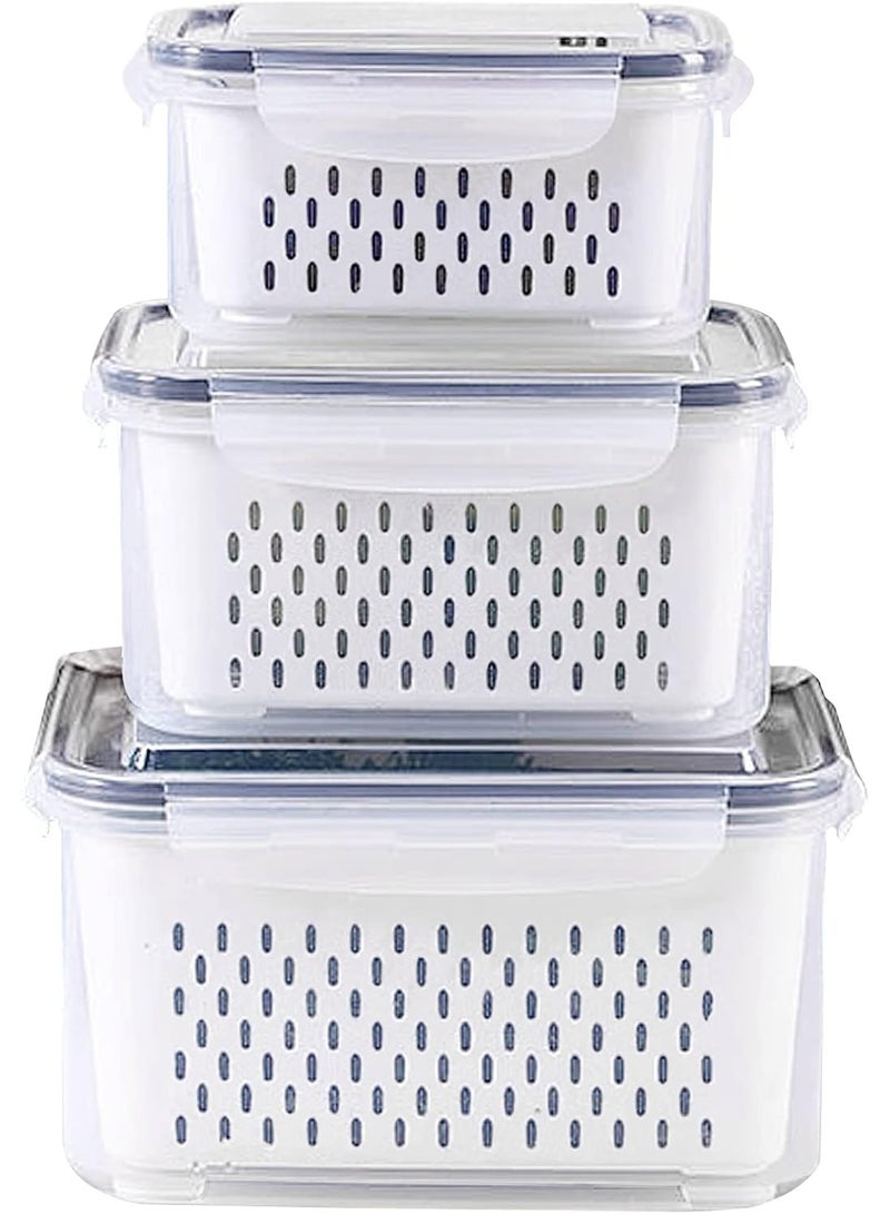 كيتشينو مجموعة حاويات تخزين الطعام في الثلاجة مع اغطية ومصفاة من البلاستيك لحفظ المنتجات الطازجة والخضروات والفواكه واللحوم، حافظات بلاستيكية خالية من BPA - Image 1