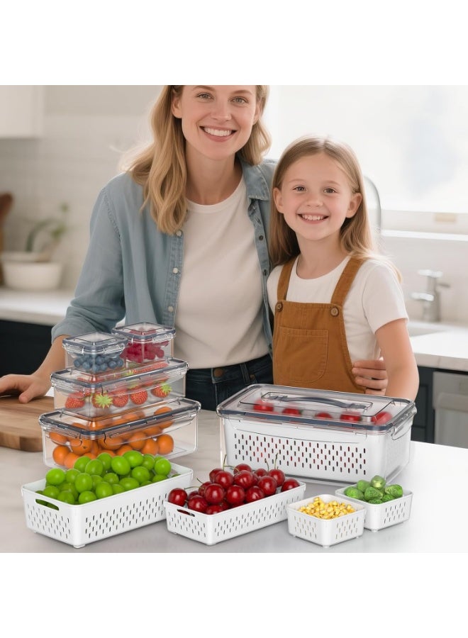 كيتشينو مجموعة حاويات تخزين الطعام في الثلاجة مع اغطية ومصفاة من البلاستيك لحفظ المنتجات الطازجة والخضروات والفواكه واللحوم، حافظات بلاستيكية خالية من BPA - Image 4