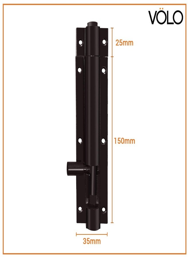 Volo Aluminium Tower Bolt - Door Latch/Kundi/Chitakni/Chitkini for Doors & Windows (Pack of 2 Pieces) (Tower (6 Inch) Dark Brown) - Image 2