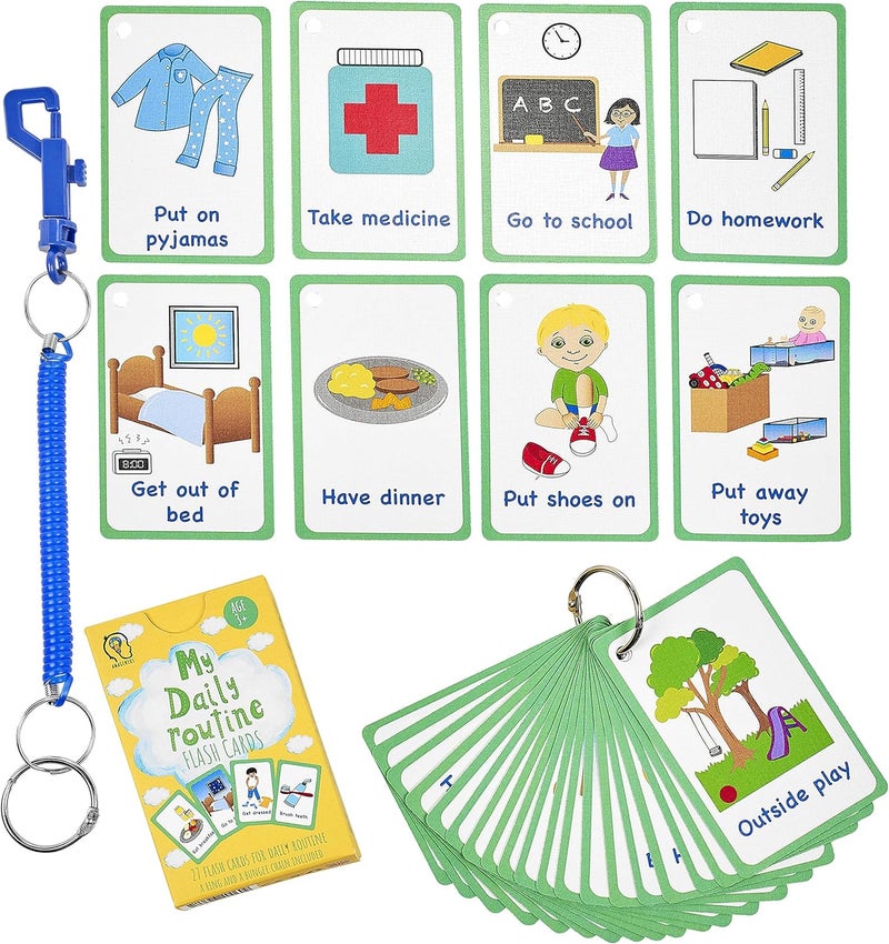 Amonev My Daily Routine Cards 27 Flash Cards for Visual aid Special Ed, Speech Delay Non Verbal Children and Adults with Autism or Special Needs - Image 1
