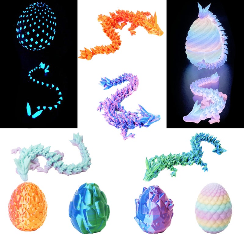 UXBSTM 6 Pack Officially Licensed 3D Printed Dragon with Egg Set Prefilled Easter Eggs with Toys Easter Gift 3D Printed Animals Collection Easter Basket Essentials Easter Basket Stuffers - Image 3