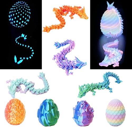 UXBSTM 6 Pack Officially Licensed 3D Printed Dragon with Egg Set Prefilled Easter Eggs with Toys Easter Gift 3D Printed Animals Collection Easter Basket Essentials Easter Basket Stuffers - Image 1