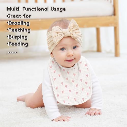 Susurration Muslin Baby Drool Bibs 10Pack Soft Square Adjustable Bandana Bibs for Unisex Baby Girls & Boys (Pink Nebula) - Image 2