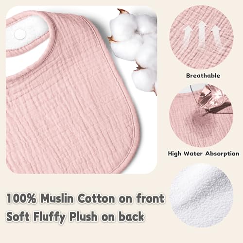 Susurration Muslin Baby Drool Bibs 10Pack Soft Square Adjustable Bandana Bibs for Unisex Baby Girls & Boys (Pink Nebula) - Image 5